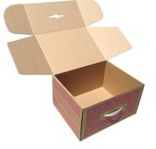 Single Phase 2 Ply Rectangular Die Cut Corrugated Box With Handle For Packaging