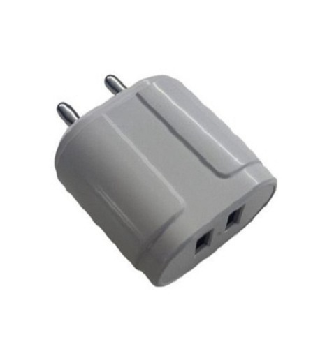 Sturdy Dual-Port Fast Charger - Plastic Body Design, 4-6 Inch Compatibility, White Color | Portable, Quick Charging for Two Devices