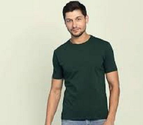 100% Cotton Green Color Short Sleeves Plain Mens T Shirts For Regular Wear Age Group: 20-25