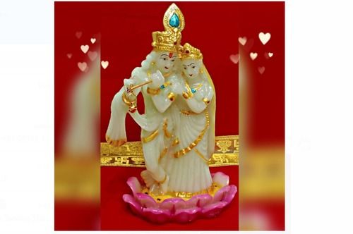 Washable 5.5 Inch White Color Radha And Krishna Statue For Worship