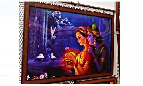 Dark Brown Radha Krishna Painting Photo Frame For Home Decoration