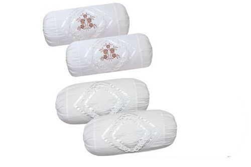 White Embroidery Cotton Bolster Covers