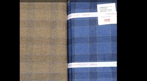 Washable Blue And Brown Color Tresca Arvind Shirting Fabric For Shirt Manufacturing