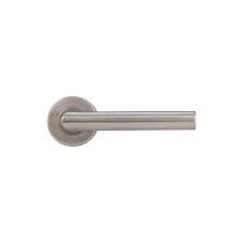 Steel Double Dummy Angle Left Handed Lever With Plain Rosette Silver Door Handle