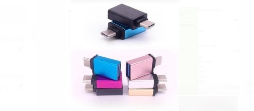 Colorful OTG USB Reader - Rubber and Plastic Material 2 Inch Size Pink Grey Blue Black Colors | High-Speed Type C Connector Micro B Compatibility Quick File Transfer