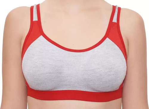 Cotton Grey And Red Color Comfortable Sports Non Padded Bra For Girls at  Best Price in Delhi