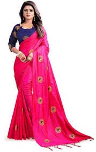 Ladies Handloom Designer Party And Festival Wear Pink Sarees