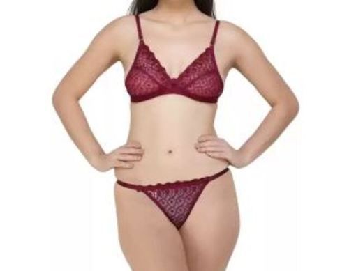 Polyester Ladies Purple Color Comfortable And Washable Bra & Panty Self  Design Lingerie Set at Best Price in Delhi