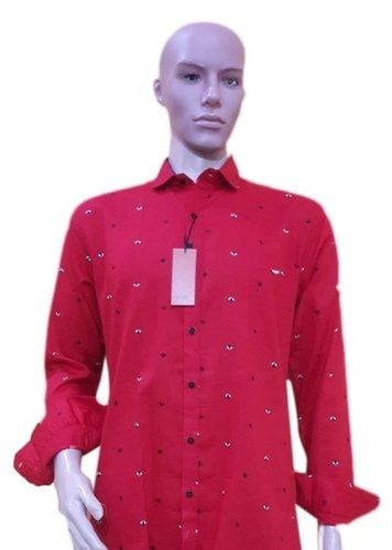 Mens Party Wear Regular Fit Full Sleeves Maroon Printed Pure Cotton Shirt Age Group: 18-35 Years