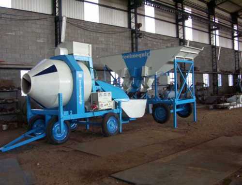 Mini Concrete Batching Plant In Mild Steel Metal, Blue And White Color