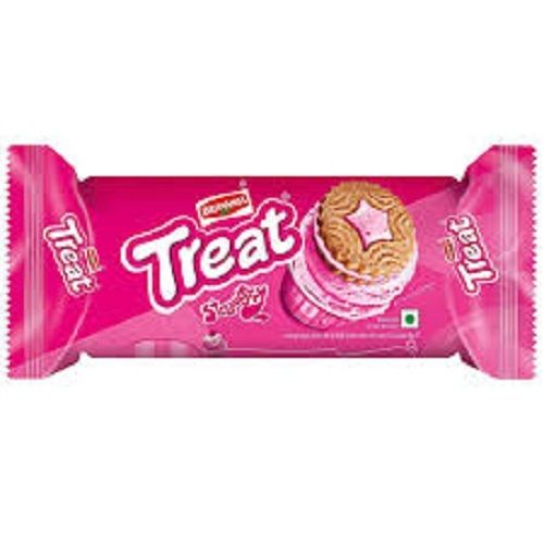 Normal Rich In Aroma Mouthwatering Taste Strawberry Treat Round Cream Biscuits Fat Content (%): 5 Percentage ( % )