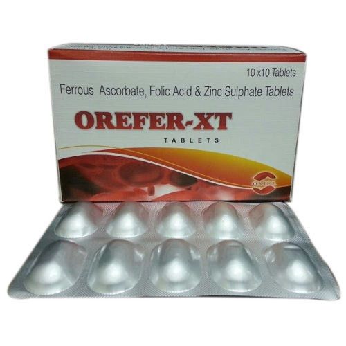 Orefer-xt Ferrous Ascorbate, Folic Acid And Zinc Sulphate Tablet, 10x10 Blister Pack