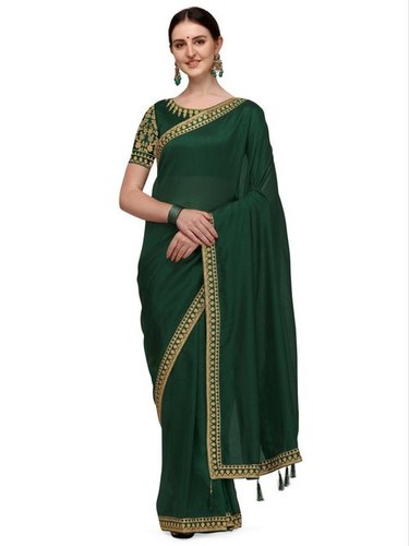 Banarasi  Green Color Woven Pure Embroidered Work Silk Saree With Unstitched Blouse Piece For Party Wear