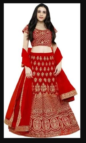 Red Colour Designer Party Wear Real Mirror Work Lehegha | Ethnicroop