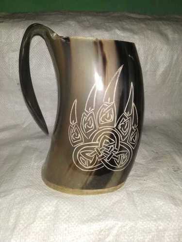 Brown 3-3.5 Inches Horn Craft Mug For Drinking Purpose