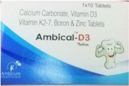  Ambical-D3 कैल्शियम कार्बोनेट विटामिन D3 विटामिन K2-7 बोरॉन और जिंक टैबलेट 