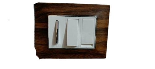 White & Brown Glass Finish Body, Gold 6 Amp Plastic Modular Switch Board For Electrical Fittings