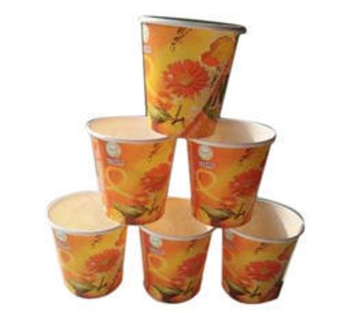  पेय पदार्थों के लिए नारंगी और पीला पर्यावरण के अनुकूल गोल मुद्रित डिस्पोजेबल पेपर कप 