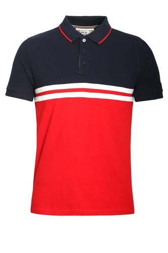 Regular Fit Breathable Cotton Half Sleeve Navy Blue And Red Mens Collared T Shirt Gender: Male