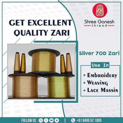 Vary Silver 70D Embroidery Weaving Zari Yarn