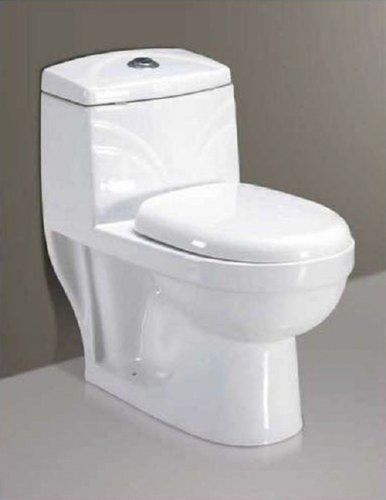 Crack-Resistant White Floor-Mounted Ceramic One Piece Water Closet For Bathroom, 7-10 Inch