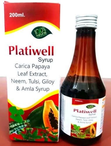 Carica Papaya Leaf Extract Neem Tulsi Giloy And Amla Platiwell Syrups (200 Ml) General Medicines