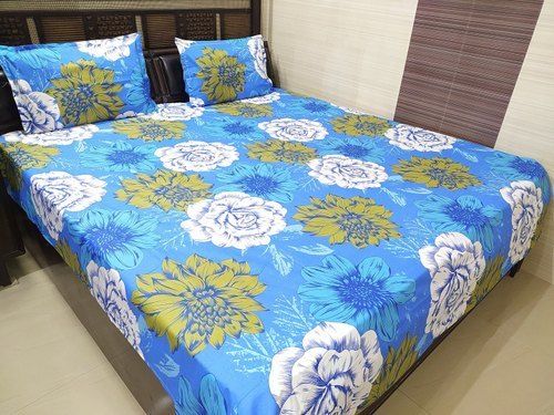 PURE COMFORT 100% Cotton Double Bedsheet Floral in Multi Colour Printed  Design-King Size