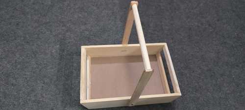 Handcrafted Cream Color Cane Basket Wooden Gift Basket For Storage Depth: 3 Inch (In)