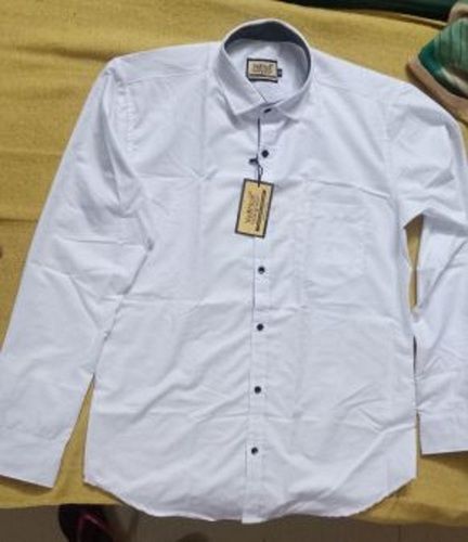 100 % Cotton Full Sleeves White Casual Shirt For Men Chest Size: 132 Cm