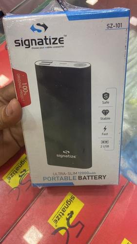 100 Percent Original Signatize Power Bank Ultra Slim 12000mAh - Metal Body, OLED Display, Black Color | 3100mAh & 12000mAh Capacity, Portable Design