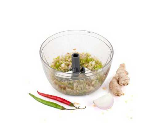Grey 550Ml Manual Vegetable Chopper With Sharped Stainless Steel Blades