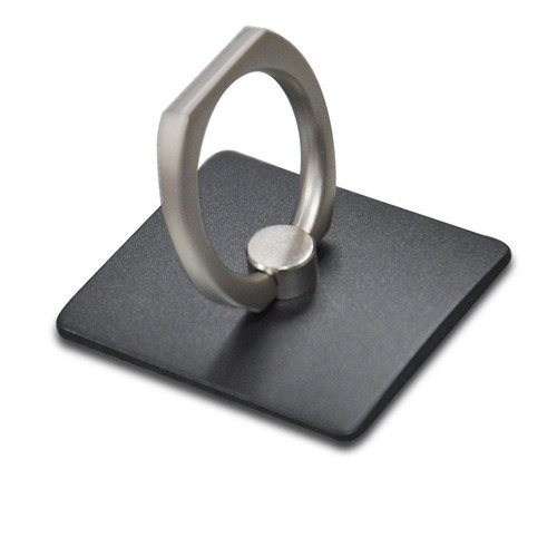 Black And Silver Color Phone Ring Holder With Metal And Silicon Mount Type