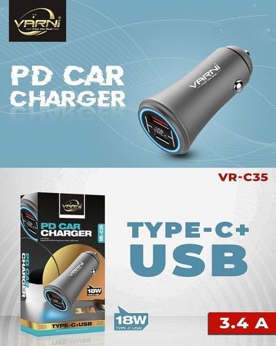 Grey Color And Varni Type C Usb Pd Car Charger For Fast Mobile Charging Input Voltage: 3.6 Amp Ampere (A)