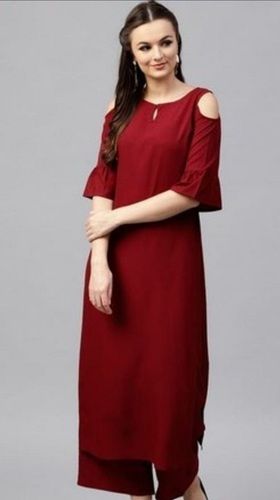 Cotton Printed Red Ladies Kurti Pant Suit, Size: Xl, 180 at Rs 450