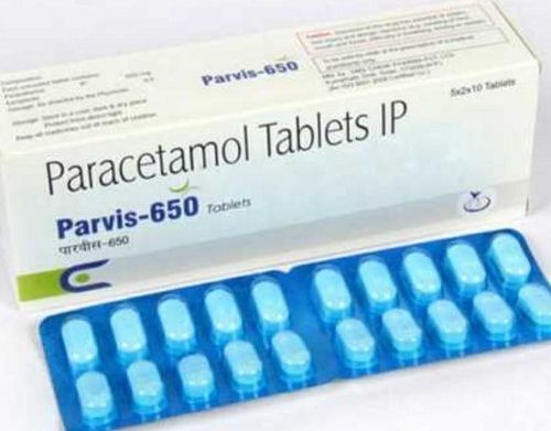 Parvis-650 Paracetamol Tablets Ip, 5x2x10 Blister Pack
