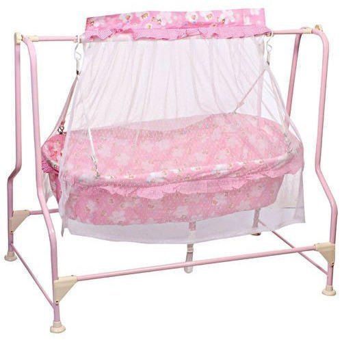 Pink Color And Metal Body Automatic Baby Cradle With High Weight Bearing Capacity