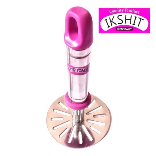 Stainless Steel Pink Manual Potato Mashers With Plastic Handle For Kitchen Uses