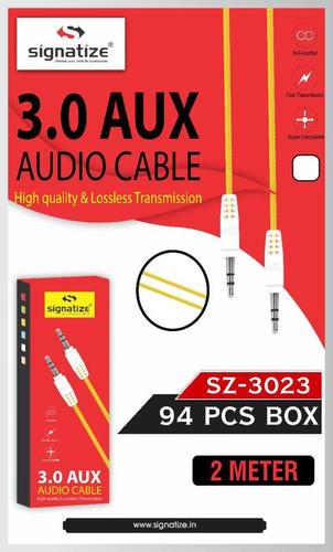 White And Yellow Color Audio Cable - Rubber Armored, 2 Meter Length, Copper Conductor, Crystal Clear Sound Quality, One Conductor