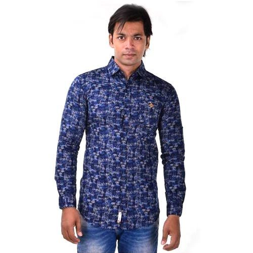 Dark Blue Color Comfortable And Washable Designer Cotton Shirt For Men