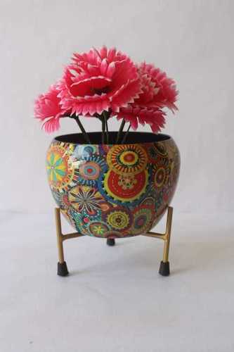 Decorative Painted Indoor/outdoor Metal Flower Pot For Home, Hotel And Office