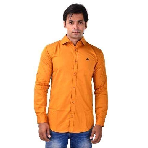 Plain Mustard Color And Full Sleeves Formal Cotton Shirt For Mens Age Group: 18-45 Years