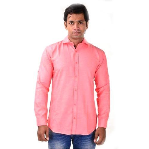 Cotton Shirt - Full Sleeves, Classic Collar, Pink | Anti-Wrinkle, Breathable, Stylish Design for Men