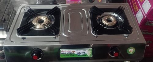 Silver Color Lpg Gas Stove With Two Burner For Cooking Uses