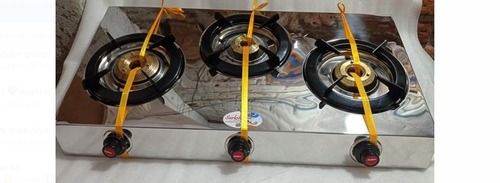 Stainless Steel And Silver Color Lpg Gas With 3 Burner For Cooking