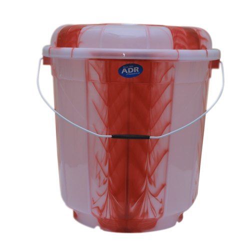 White And Red Color Plain Strong Plastic Bucket With Handle And Round Shape