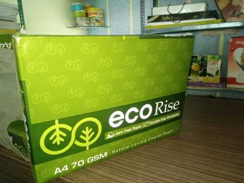  लिखने और प्रिंट करने के लिए अच्छी गुणवत्ता वाला Jk Eco Rise व्हाइट कॉपियर प्रिंटर पेपर A4 साइज 70Gsm पल्प मटेरियल: बैम्बू पल्प 