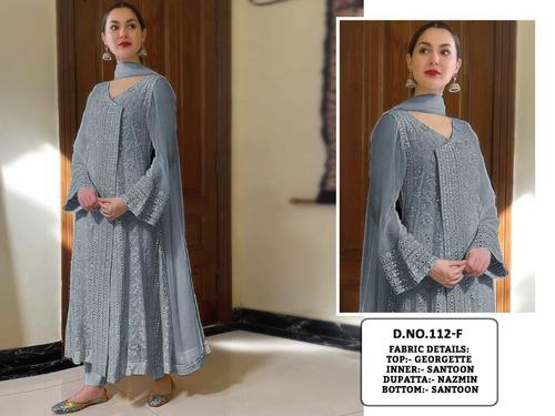 Karisma Kapoor 60 Gm Georgette Zari Work Blue Semi Stitched Long Anarkali  Suit - FB211011 | Bollywood dress, Anarkali dress, Designer anarkali