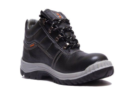 Isi Mark Dual Density Black Color Men Safety Shoes With Round Shape Toe Heel Size: High Heel