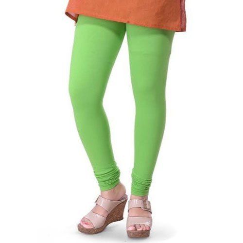 Light Weight Comfortable Ladies Light Green Color Plain Cotton Leggings