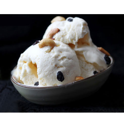 Soft and Fluffy Texture White Plain Vanilla Ice Cream Topped Up with Nuts